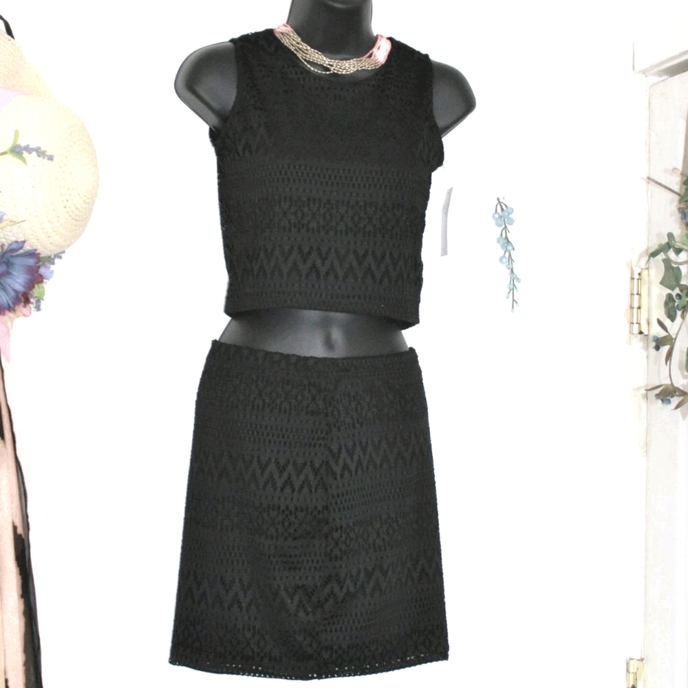 Black Lace Skirt & Top Set